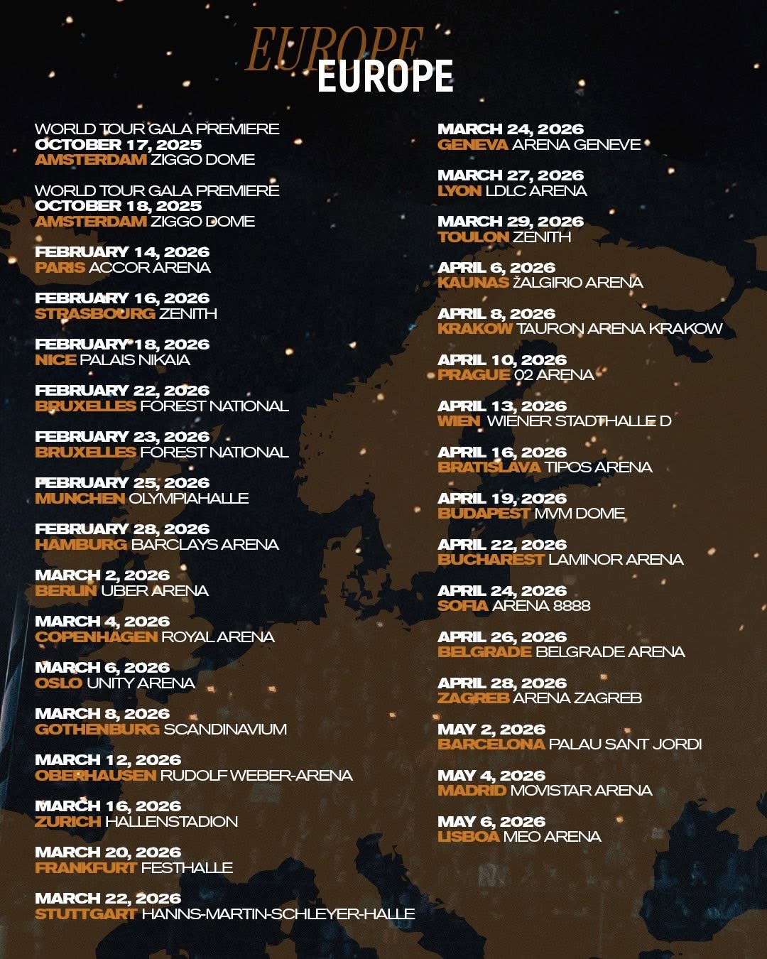 Eros Ramazzotti Una Storia Importante World Tour Poster 2026